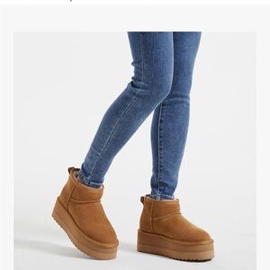 Women's Classic Platform Mini Boots Suede Anti-Slip Ankle Chestnut Boots Size 7